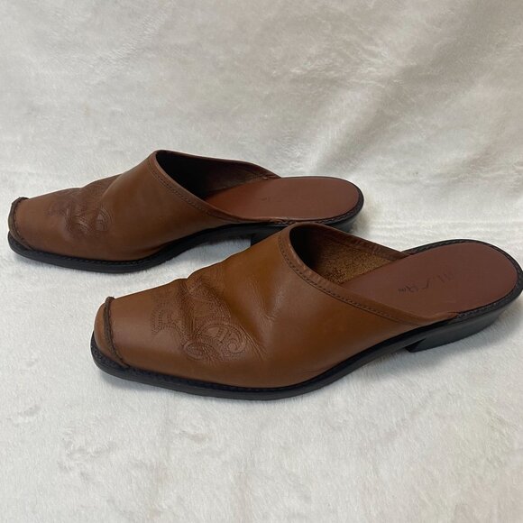 Unisa Flex Slip-on Women's Mules Size 9.5B   Brown Leather Brazil - Picture 3 of 8